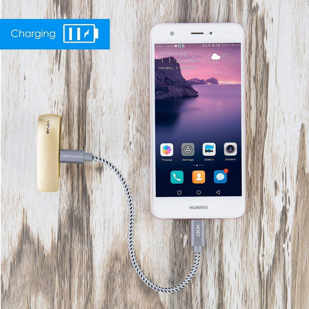 Short Micro USB to C Cable 0.65 FT CableCreation Space Gray (0.65ft) - Fresh Stock Dated February 2026