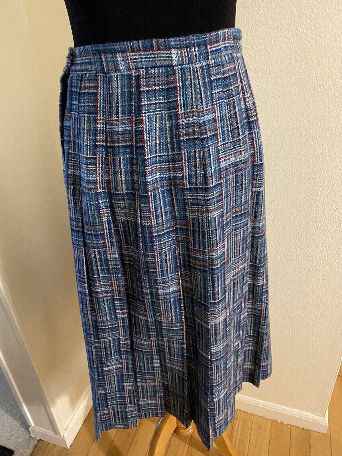 Vintage ADOLPH SCHUMAN Wool Plaid Pleated Skirt Waist 26” USA - Fresh Stock Dated March 2026