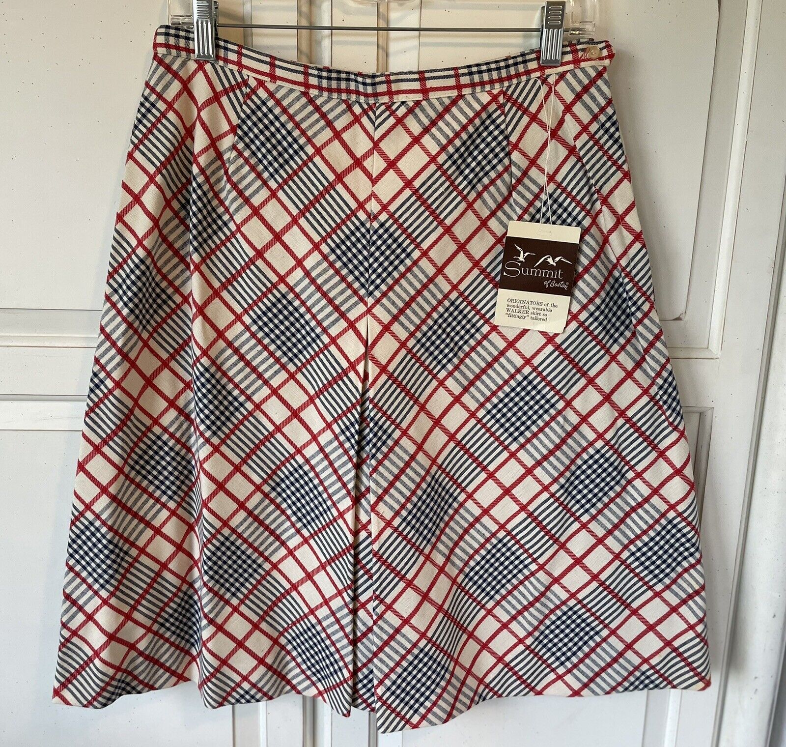 NOS VTG 60s/70s SUMMIT OF BOSTON Textured Plaid Pleated A-Line Skirt 18 MED/LAR? - Fresh Stock Dated March 2026