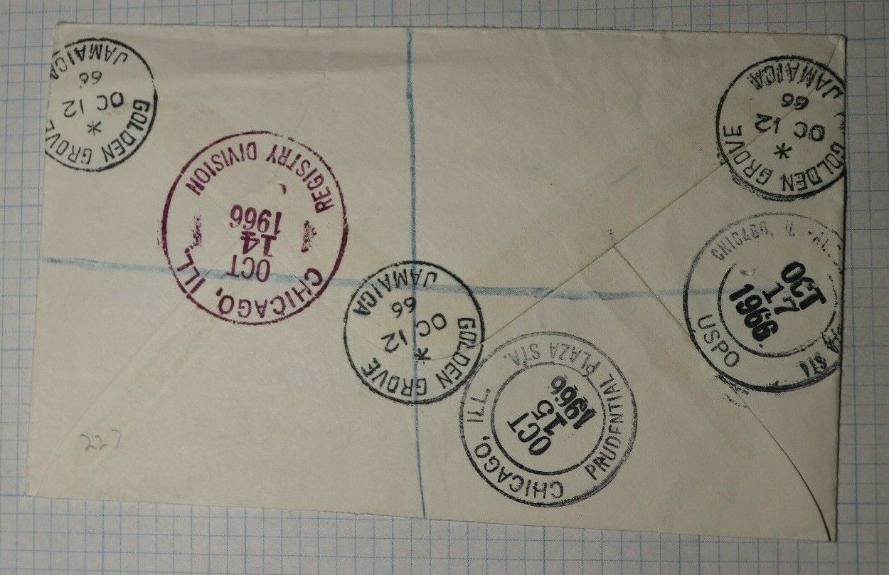 Jamaica Golden Grove Registered Mail 1966 Sc# 227 Used Cover - Fresh Stock Dated February 2026