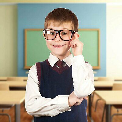 Skeleteen Retro Nerd Costume Glasses - Oversized Black Hipster Eyeglasses 1pr - Fresh Stock Dated December 2025