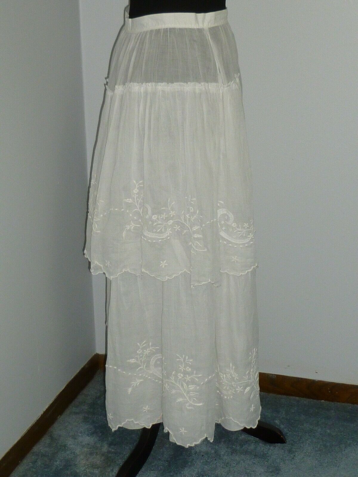 Antique Victorian Edwardian Layered Skirt c1900s Walking Skirt Embroidery Lace - Fresh Stock Dated March 2026