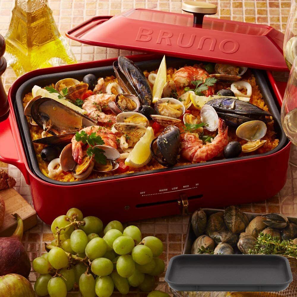 BRUNO compact hot plate + ceramic coated pot 2-piece set (red) - Fresh Stock Dated February 2026