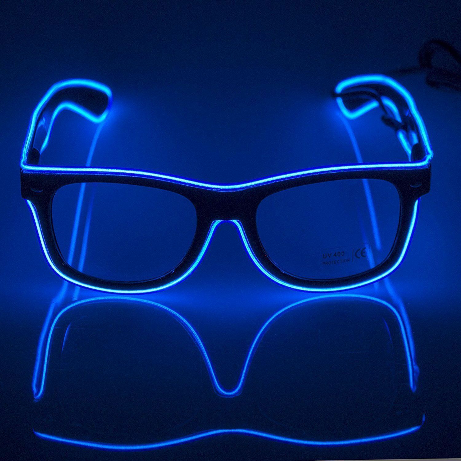 EL Wire Neon LED Light Sunglasses Eyewear Shade Nightclub Halloween Clear Led - Fresh Stock Dated February 2026