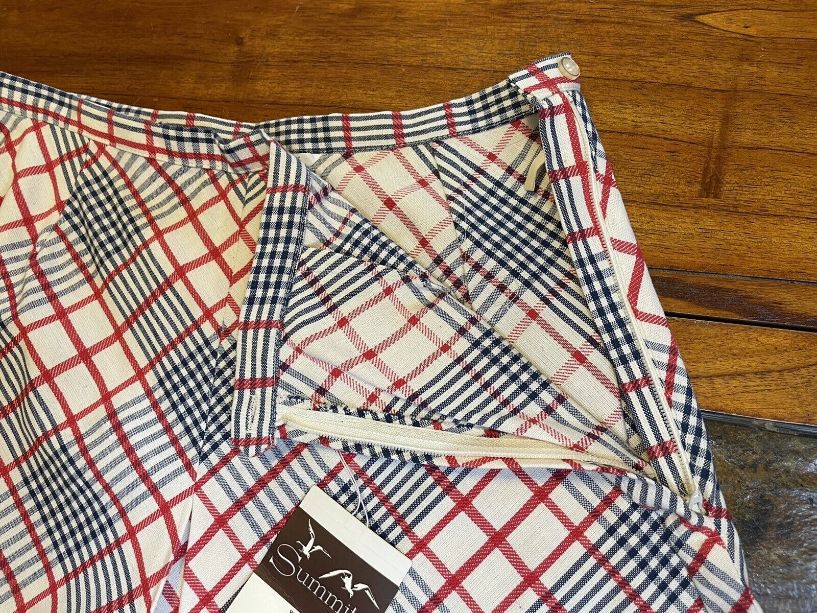 NOS VTG 60s/70s SUMMIT OF BOSTON Textured Plaid Pleated A-Line Skirt 18 MED/LAR? - Fresh Stock Dated March 2026