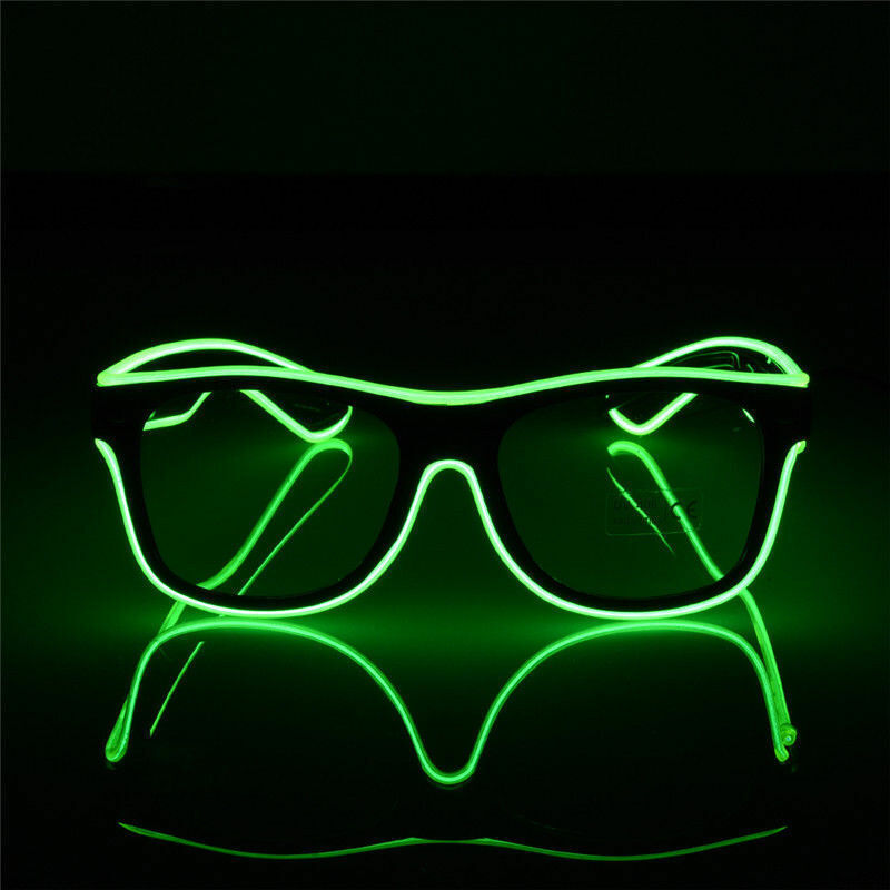 EL Wire Neon LED Light Sunglasses Eyewear Shade Nightclub Halloween Clear Led - Fresh Stock Dated February 2026