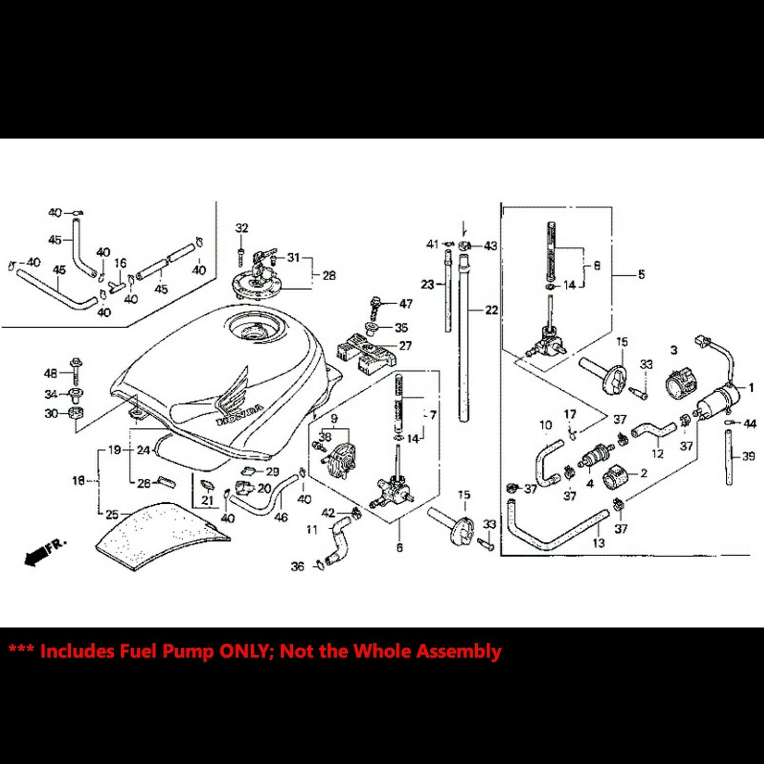 OE Replacement EFI Fuel/Gas Pump Kit for 89-00 Honda CBR 600F/900RR/1000F/Shadow - Fresh Stock Dated February 2026