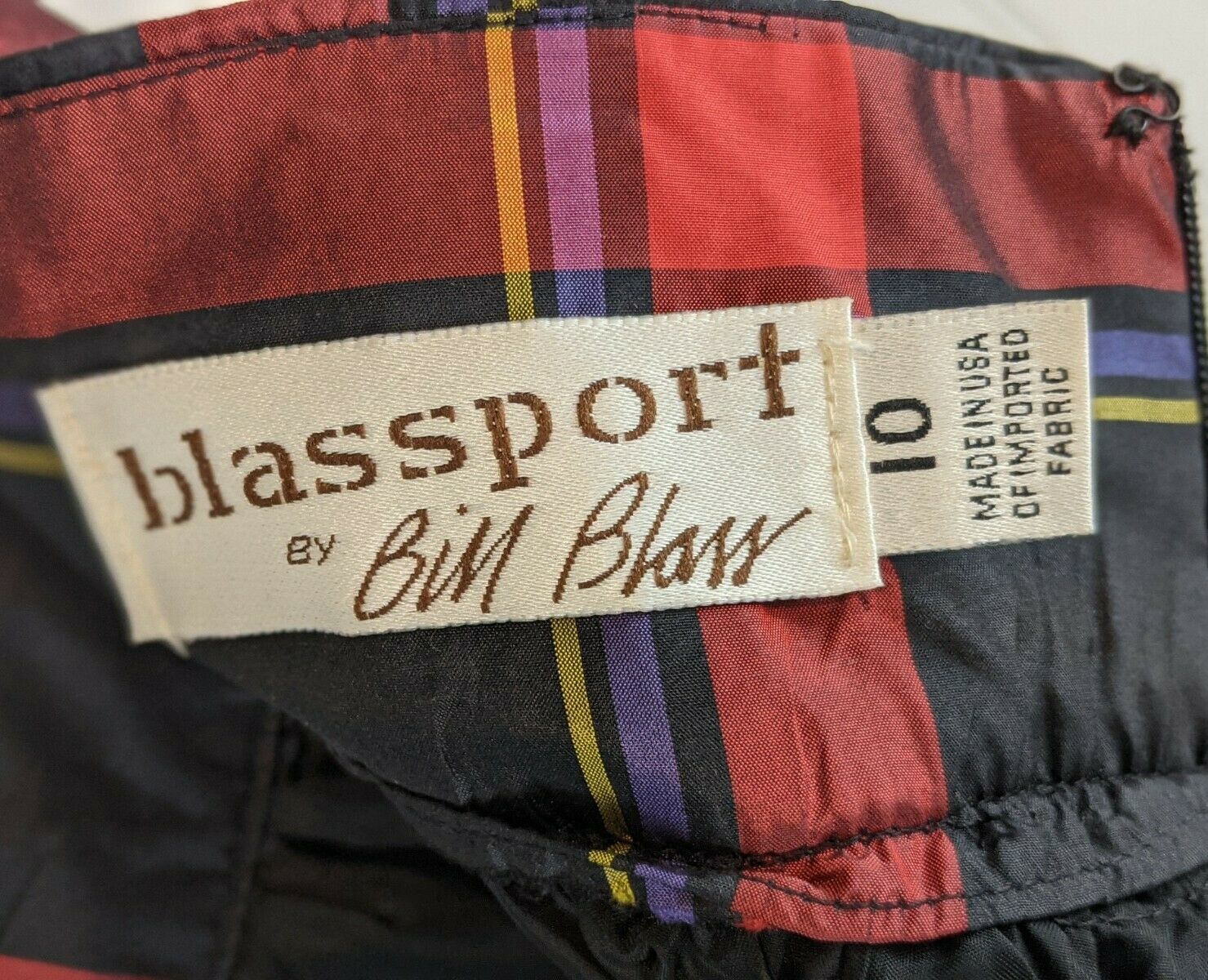 Vtg 80s BILL BLASS Silk Taffeta Ball Skirt Plaid Maxi Evening Classic Formal EXC - Fresh Stock Dated March 2026