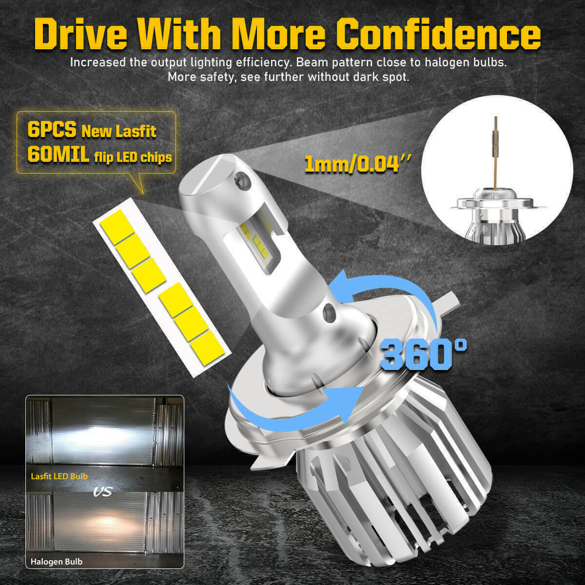 Lasfit H4 9003 LED Bulb High Low Beam Motorcycle Headlight Super Bright White 2X - Fresh Stock Dated February 2026