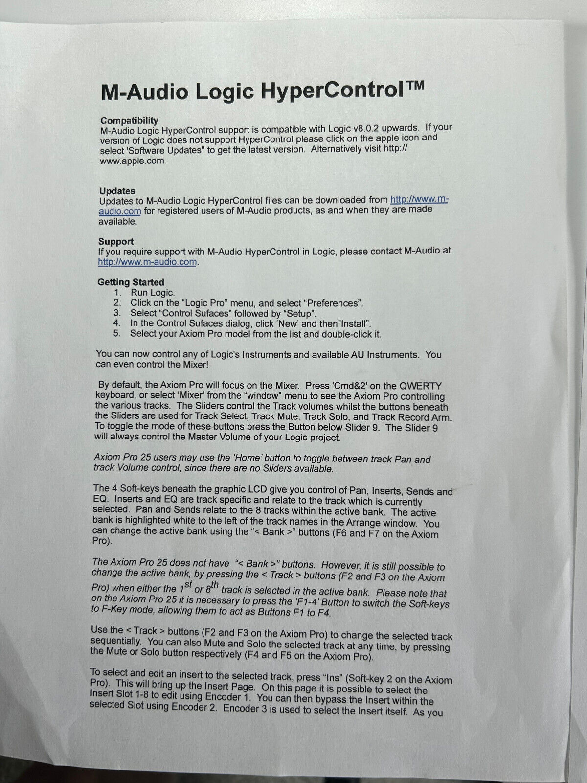 M AUDIO AXIOM PRO 61 USB MIDI CONTROLLER KEYBOARD - Fresh Stock Dated February 2026