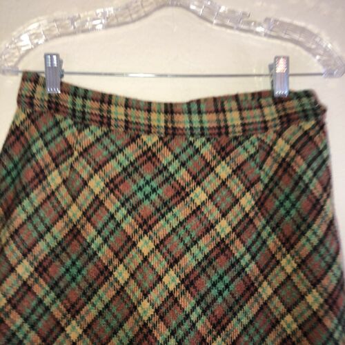 Vintage 70's Plaid Long Maxi Floor A Line Preppy Skirt Green Mustard Brown - Fresh Stock Dated February 2026