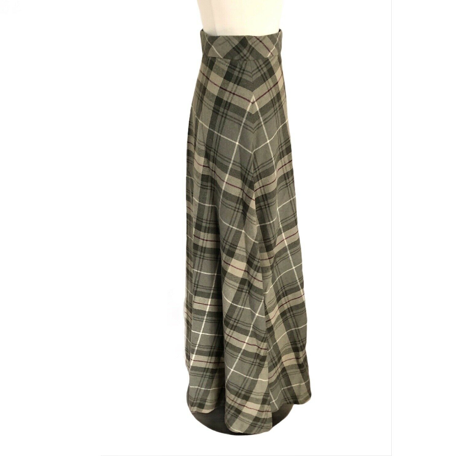 Vintage 60s 70s Long Green Plaid Skirt High Waisted Tartan Cottagecore Maxi MF&C - Fresh Stock Dated March 2026