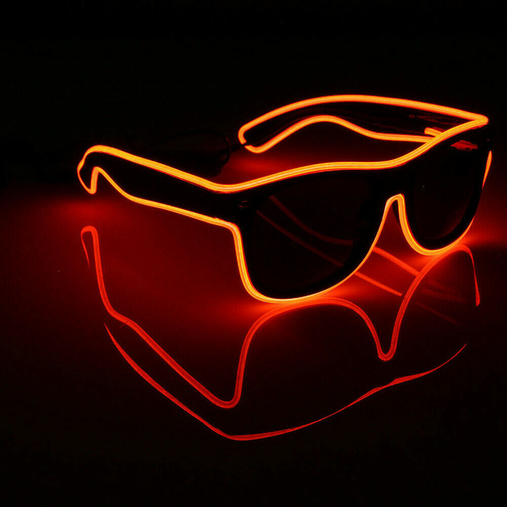 EL Wire Neon LED Light Sunglasses Eyewear Shade Nightclub Halloween Clear Led - Fresh Stock Dated February 2026
