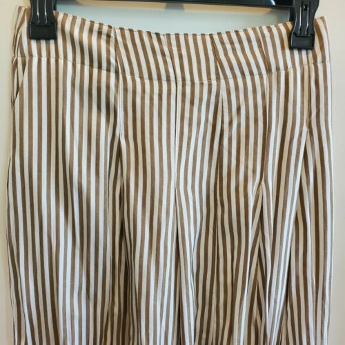 Vintage 90s Womens Small Striped Maxi Skirt Tan White Elastic Waist Pleated - Fresh Stock Dated February 2026
