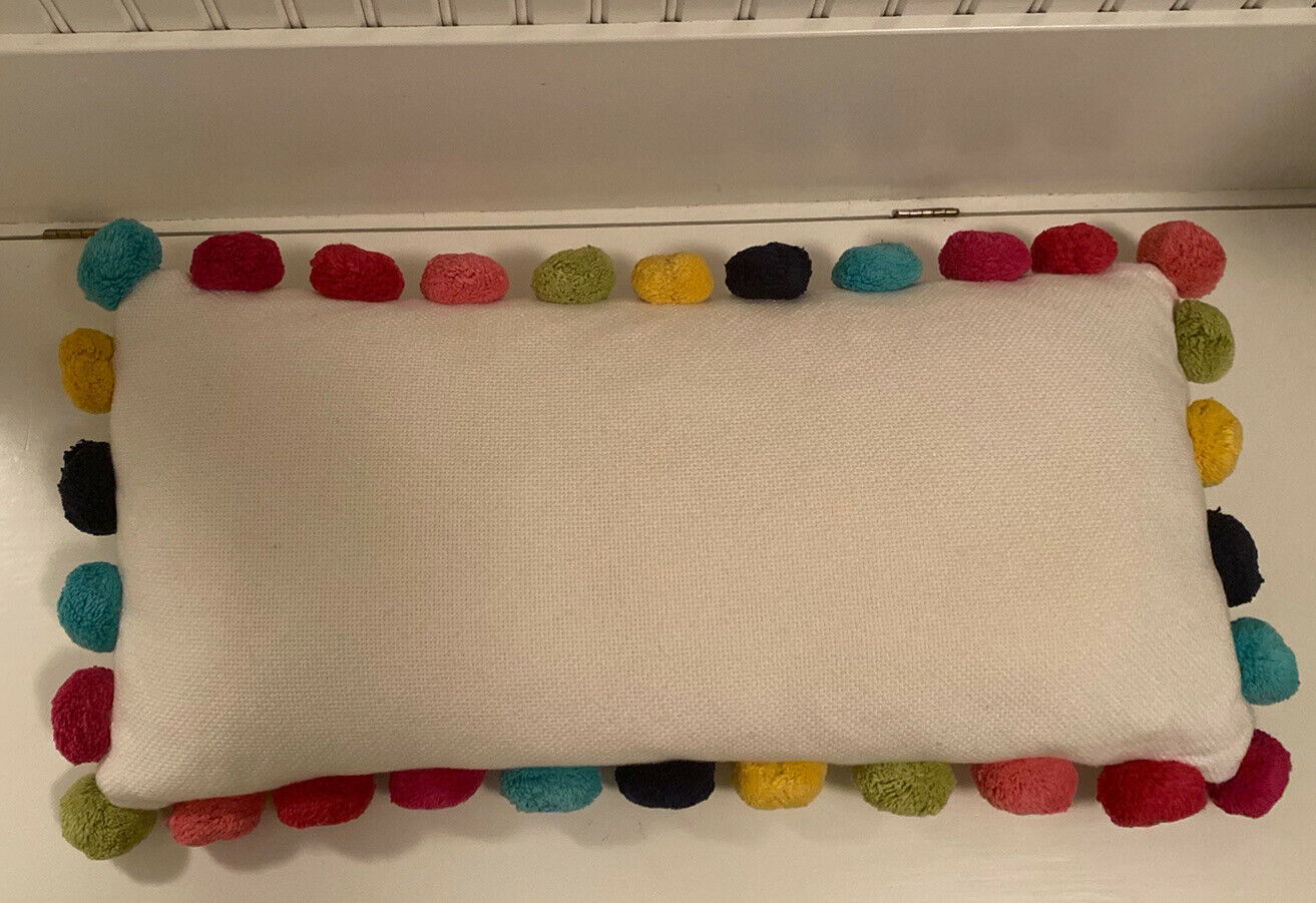 Pottery Barn Teen Pom Pom Organic Pillow Cover With Insert 12