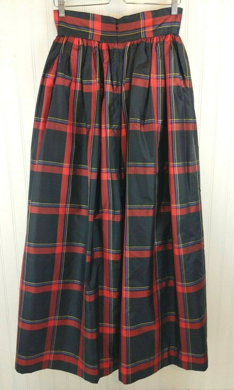 Vtg 80s BILL BLASS Silk Taffeta Ball Skirt Plaid Maxi Evening Classic Formal EXC - Fresh Stock Dated March 2026