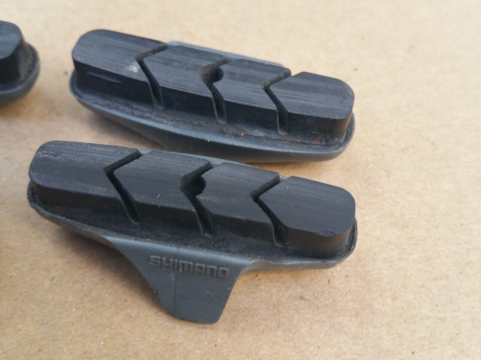 Set of 4 Vintage 90s Shimano 600 Road Bike Brake Pads Blue Gray Metallic Shell - Fresh Stock Dated February 2026