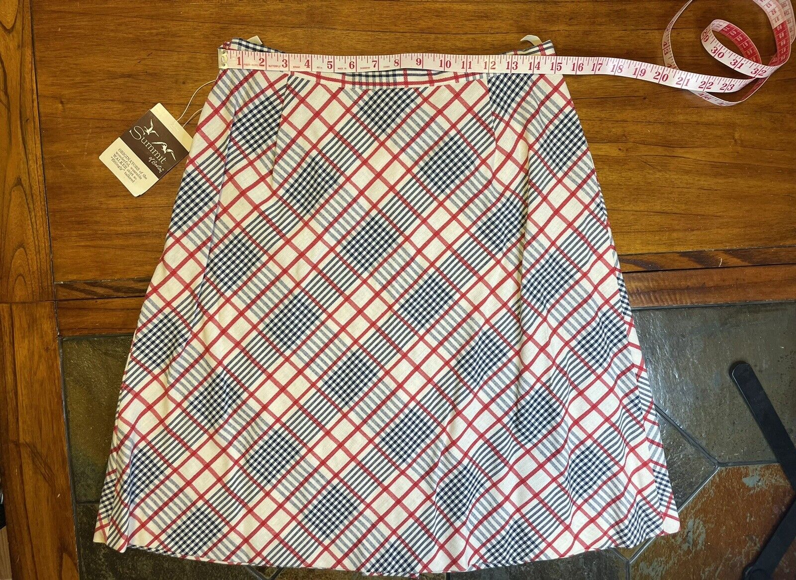 NOS VTG 60s/70s SUMMIT OF BOSTON Textured Plaid Pleated A-Line Skirt 18 MED/LAR? - Fresh Stock Dated March 2026