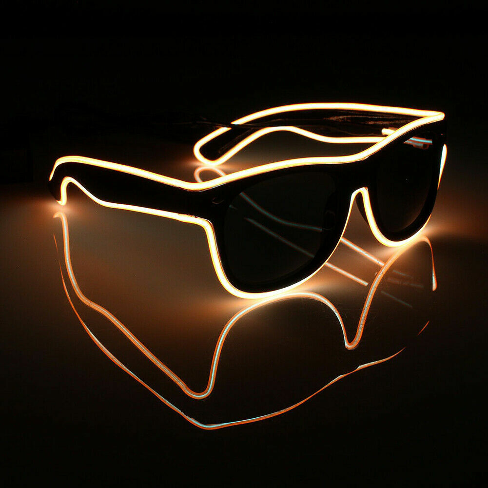 EL Wire Neon LED Light Sunglasses Eyewear Shade Nightclub Halloween Clear Led - Fresh Stock Dated February 2026