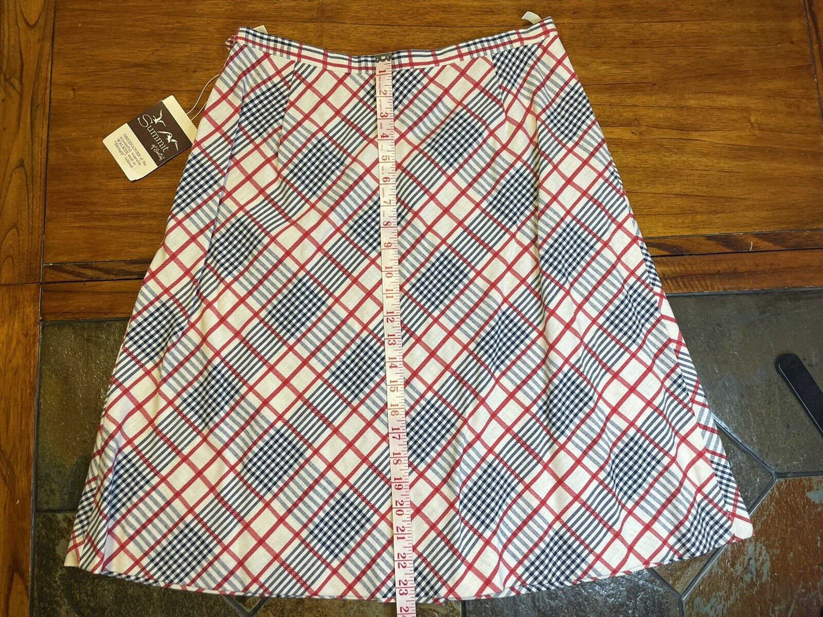 NOS VTG 60s/70s SUMMIT OF BOSTON Textured Plaid Pleated A-Line Skirt 18 MED/LAR? - Fresh Stock Dated March 2026