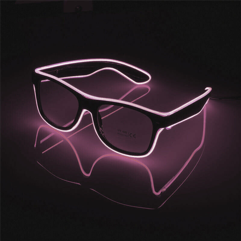EL Wire Neon LED Light Sunglasses Eyewear Shade Nightclub Halloween Clear Led - Fresh Stock Dated February 2026