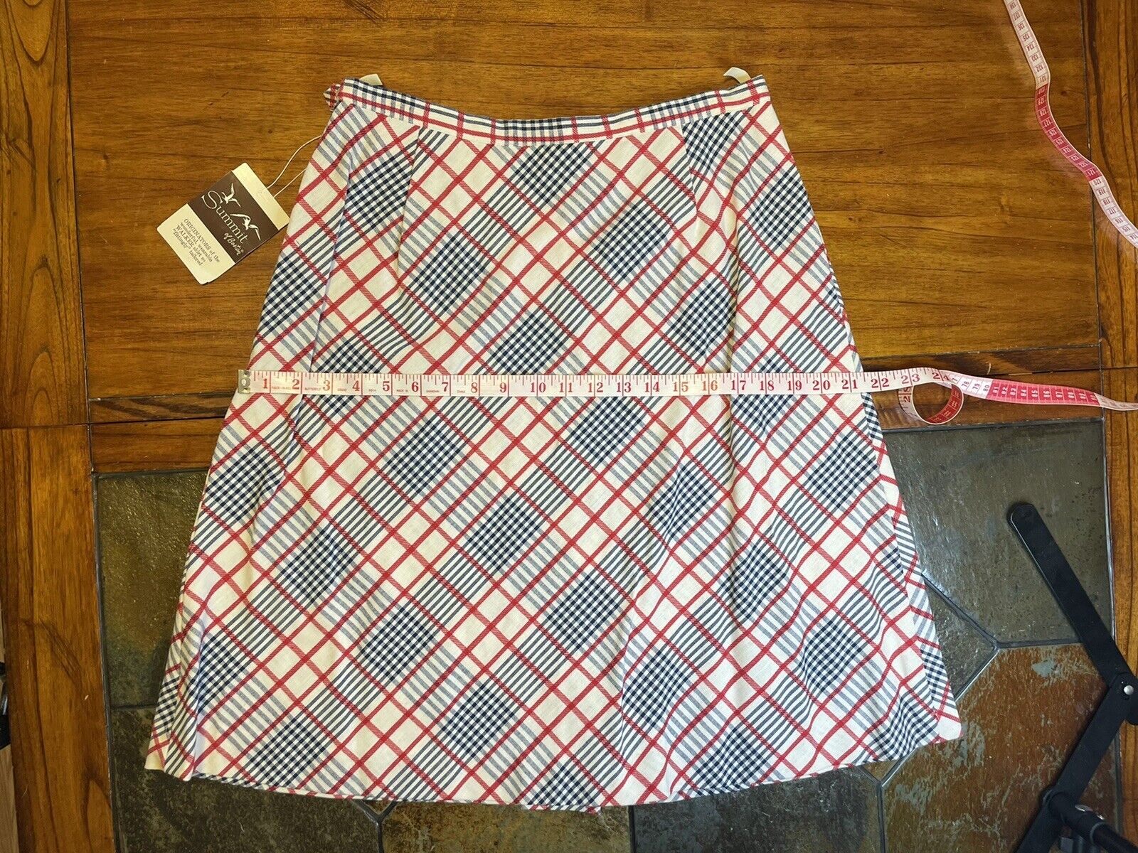 NOS VTG 60s/70s SUMMIT OF BOSTON Textured Plaid Pleated A-Line Skirt 18 MED/LAR? - Fresh Stock Dated March 2026