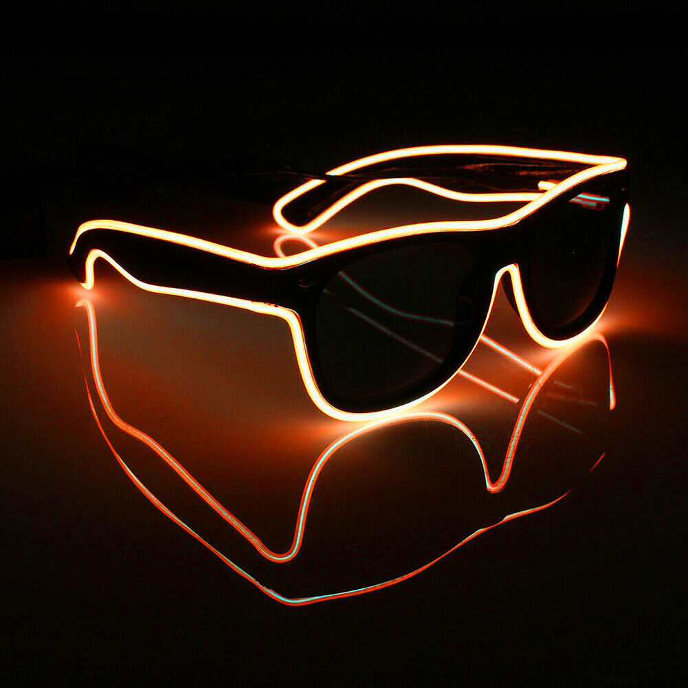 EL Wire Neon LED Light Sunglasses Eyewear Shade Nightclub Halloween Clear Led - Fresh Stock Dated February 2026