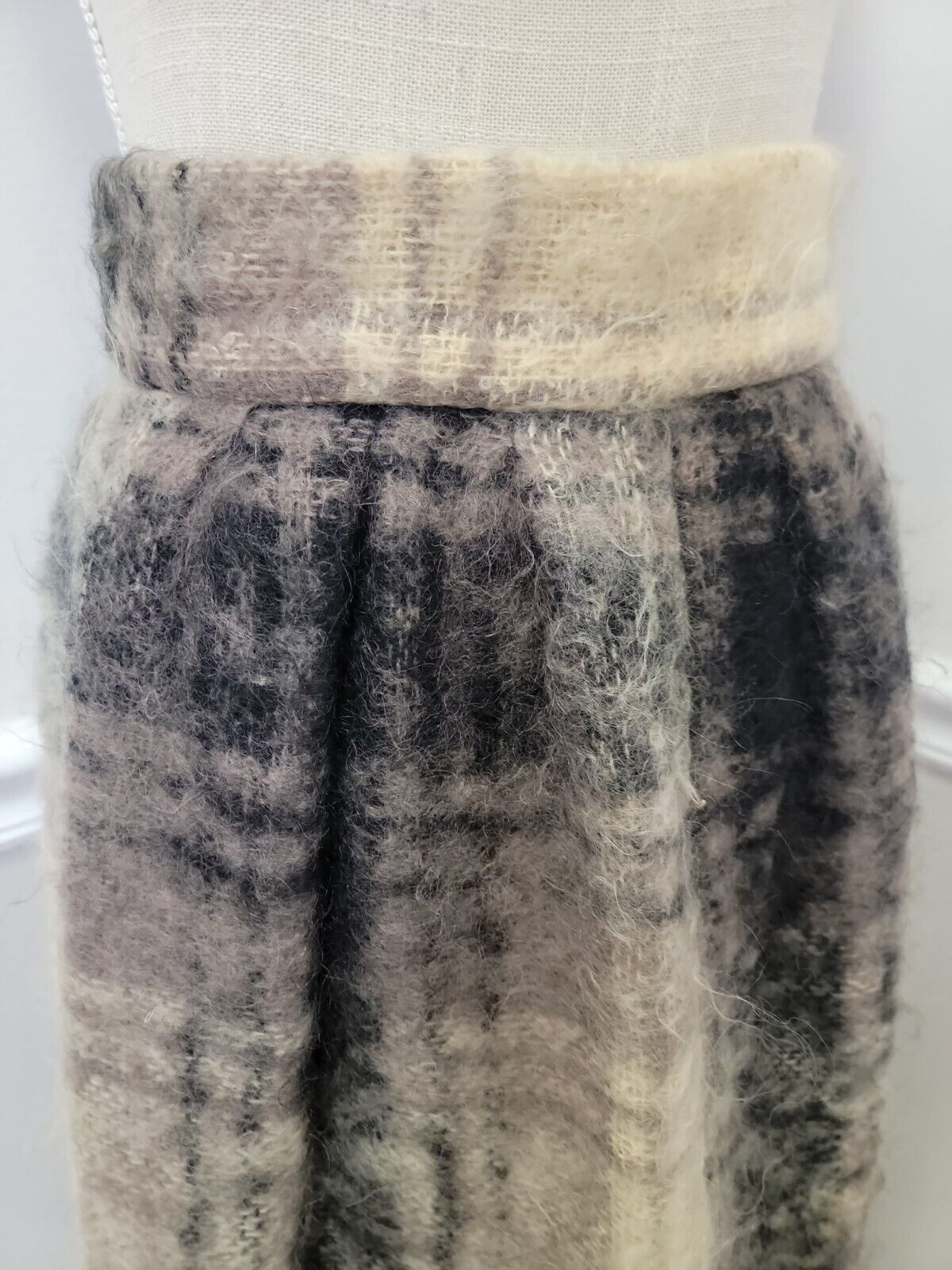 Vintage Mohair Pure New Wool Long Plaid Skirt - Fresh Stock Dated March 2026