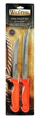 WILD FISH Fillet Knife 2 pc Set Bait Orange CHN WFF19 - Fresh Stock Dated December 2025