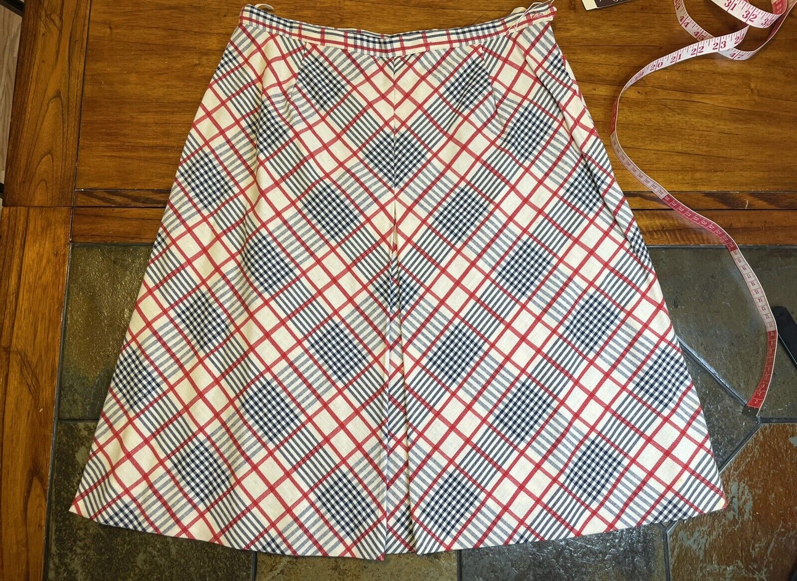 NOS VTG 60s/70s SUMMIT OF BOSTON Textured Plaid Pleated A-Line Skirt 18 MED/LAR? - Fresh Stock Dated March 2026