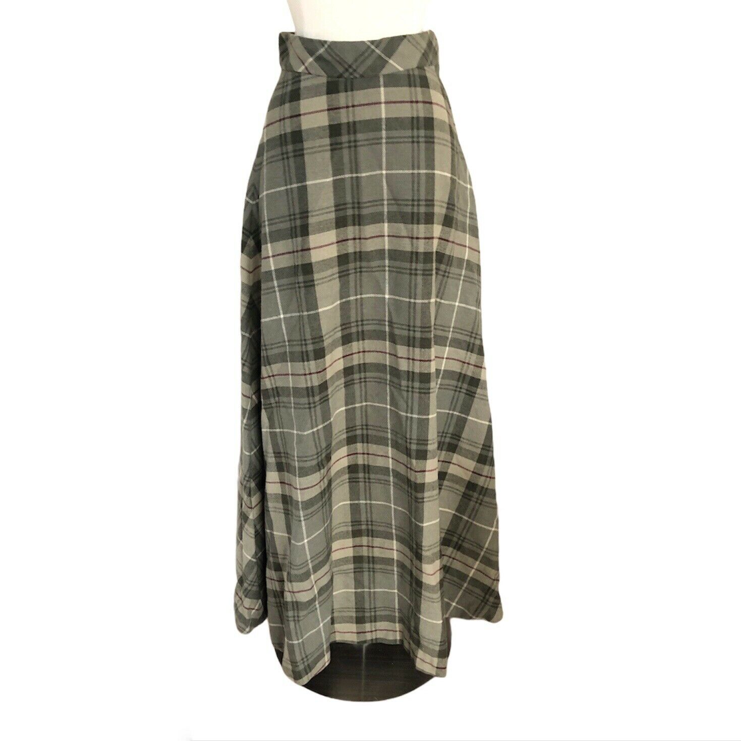 Vintage 60s 70s Long Green Plaid Skirt High Waisted Tartan Cottagecore Maxi MF&C - Fresh Stock Dated March 2026