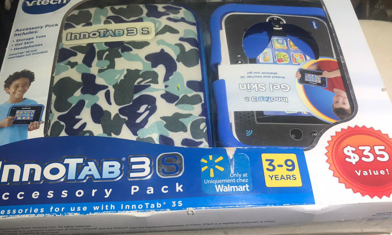 INNOTAB 3S Blue Gray Camp ACCESSORY PACK Storage Tote Gel Skin Headphones NIB - Fresh Stock Dated February 2026