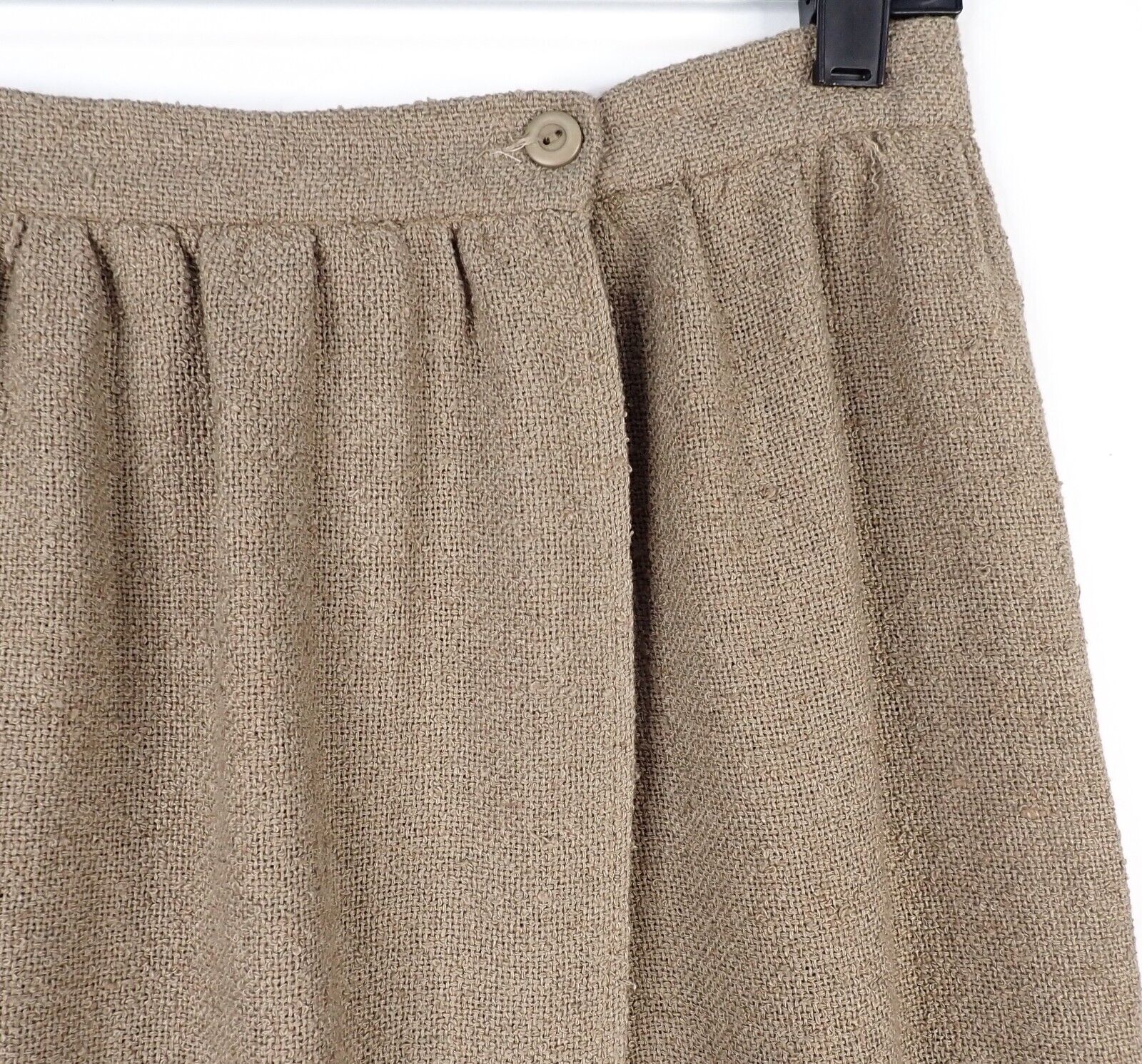 Vintage 80s Oatmeal Colored Nubby Knit Wrap Skirt Midi Length 28
