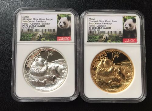 50set  NGC PF70 2017 Sino German Friendship Panda Medal Set 4pc - Fresh Stock Dated February 2026