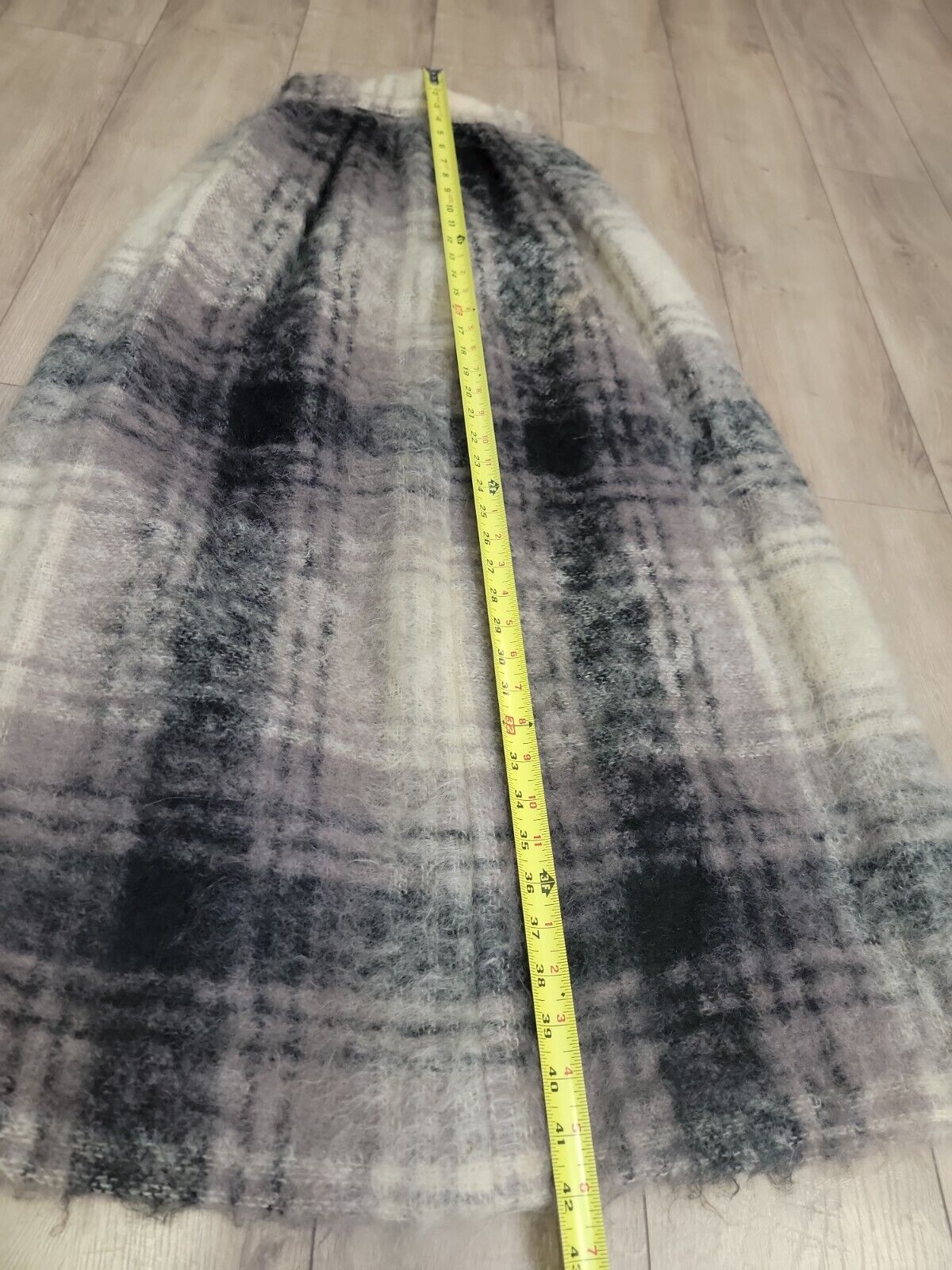 Vintage Mohair Pure New Wool Long Plaid Skirt - Fresh Stock Dated March 2026