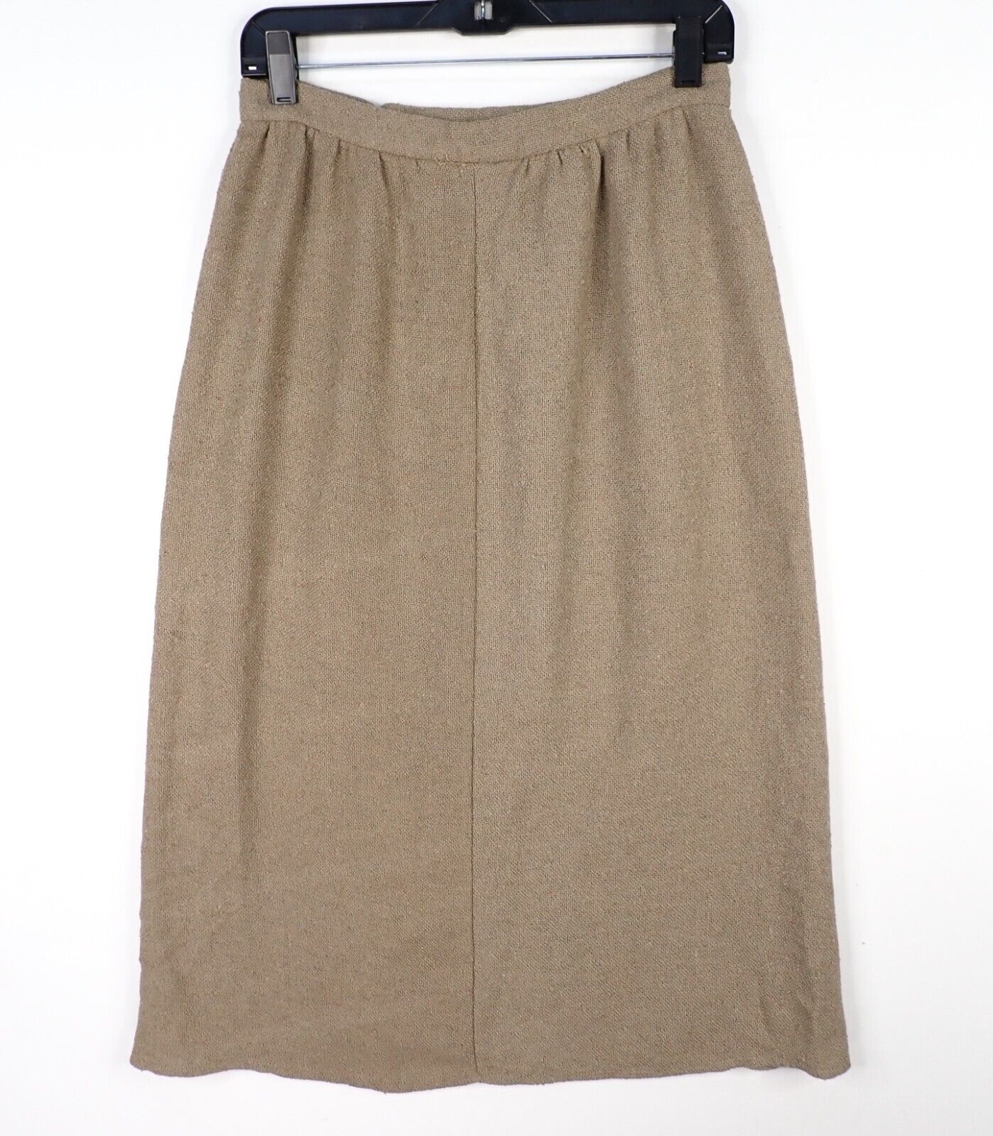 Vintage 80s Oatmeal Colored Nubby Knit Wrap Skirt Midi Length 28