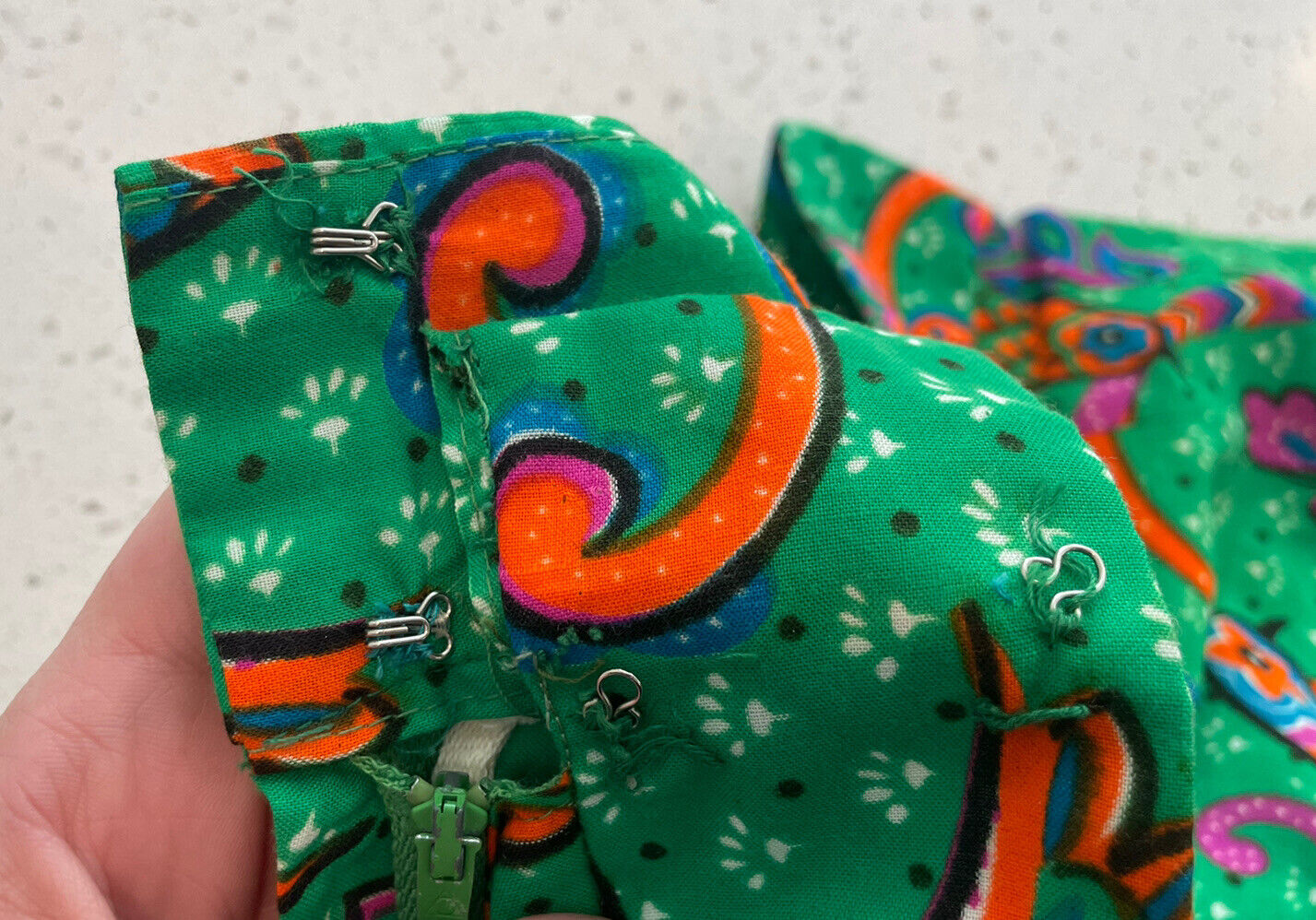 MALBE Vintage Skirt Green Sequin Bird Embroidered MOD Psychedelic Hippy S/M - Fresh Stock Dated March 2026