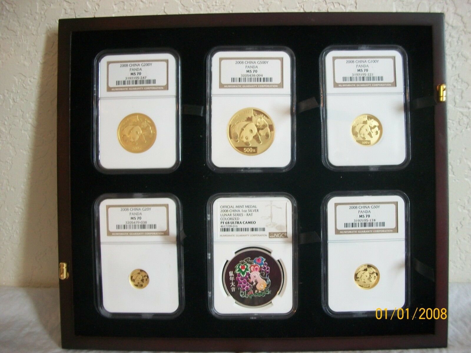 2008 CHINA GOLD PANDA prestige 6 coins SET+COA prfct NGC MS 70 pop 2 mintage 500 - Fresh Stock Dated February 2026
