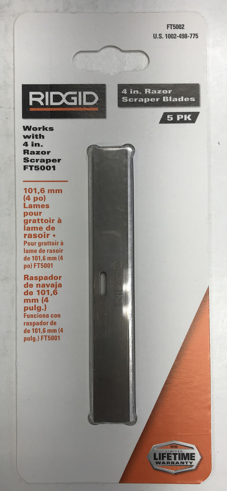RIDGID 4 inch Scraper Replacement Blades (6- Pack) FT5002 Lot Of (5) - Fresh Stock Dated February 2026