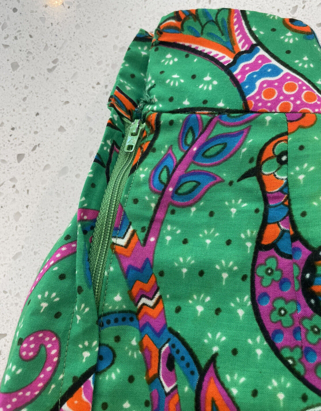 MALBE Vintage Skirt Green Sequin Bird Embroidered MOD Psychedelic Hippy S/M - Fresh Stock Dated March 2026