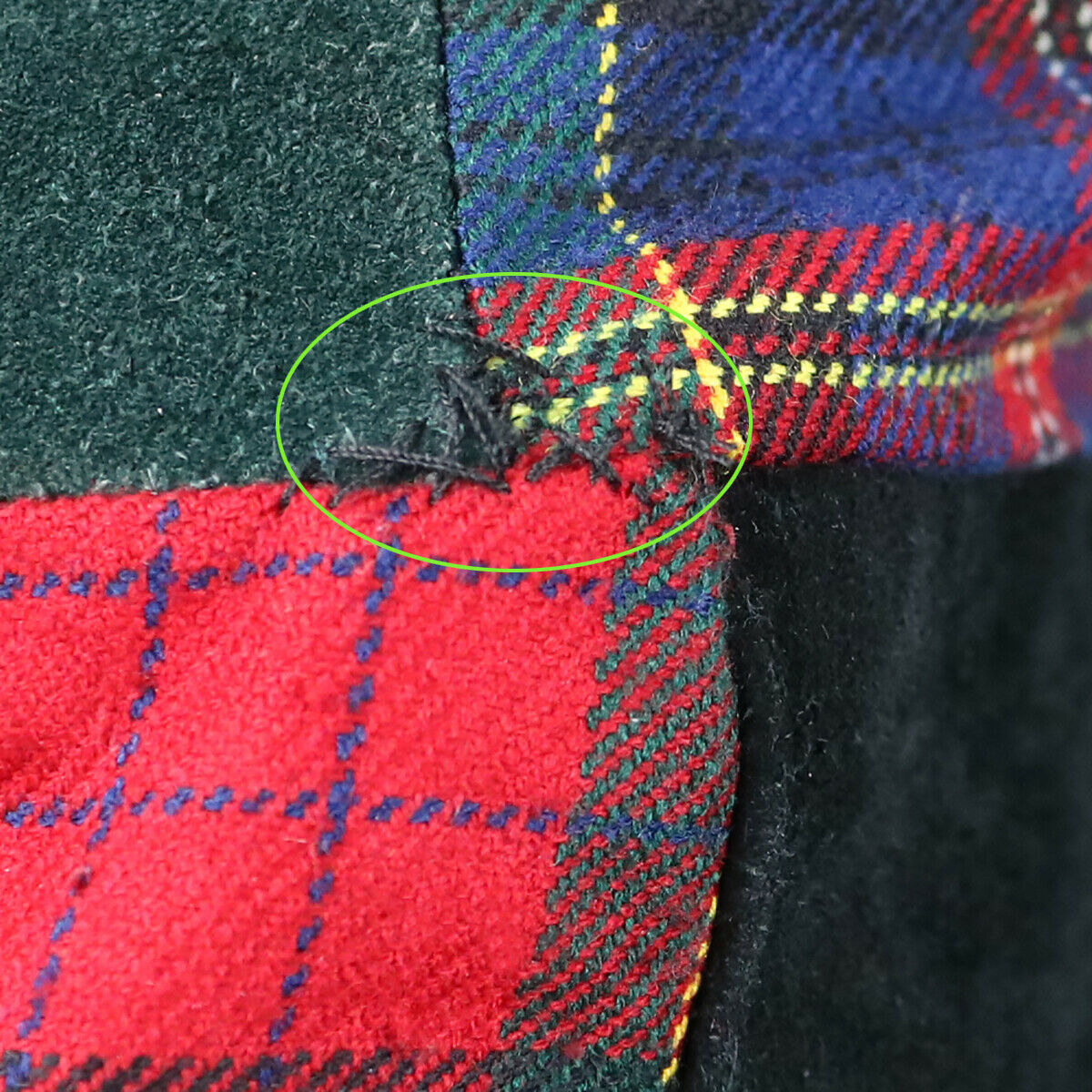 Mona Mode Vintage Women Tartan Plaid Suede Leather Patchwork Mini Skirt, Size M - Fresh Stock Dated February 2026