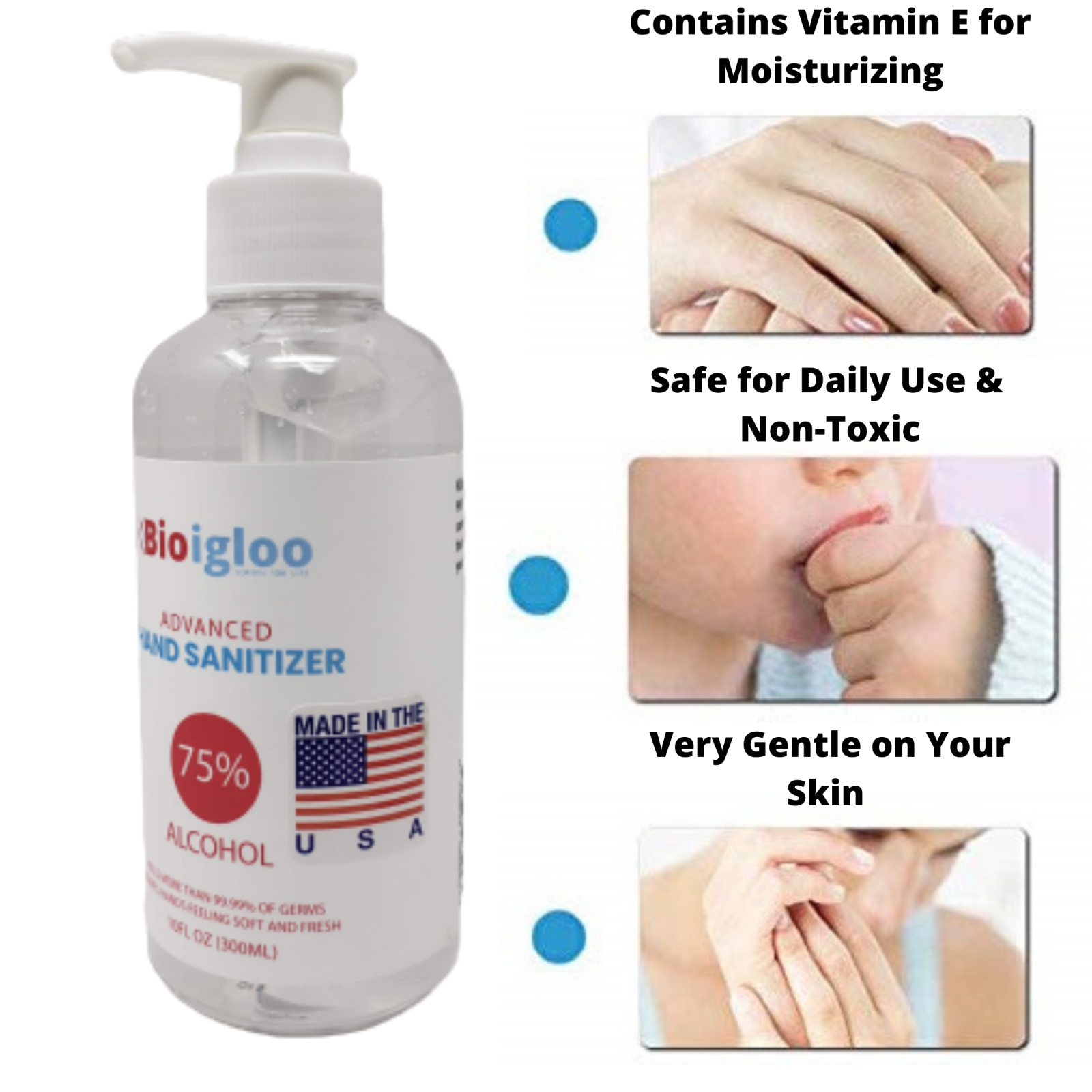 1-10 bottles/1 Case 75% Alcohol Liquid Hand Sanitizer 10 oz bottles Made in USA - Fresh Stock Dated February 2026