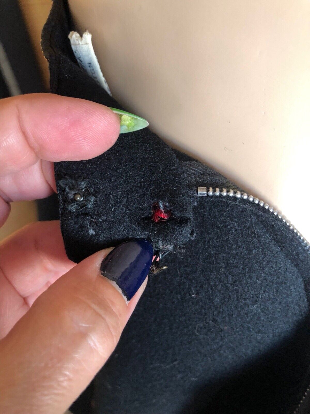 Vintage 1950s Black Felt Full Circle Skirt Red Gold Ribbon Trim XS Western - Fresh Stock Dated March 2026