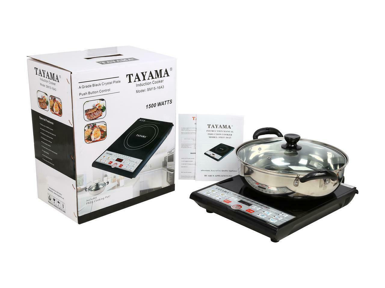 Tayama SM15-16A3 Induction Cooker with Cooking Pot, Black - Fresh Stock Dated December 2025