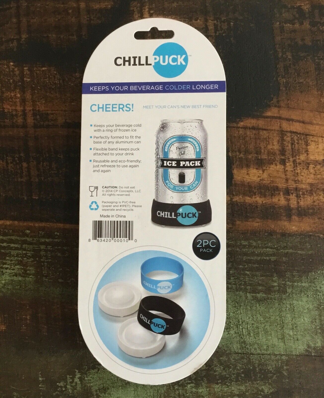Chill Puck 2 Pack, Ice Pack for Beer, Sodas 1 black & 1 blue cooler ice cold can - Fresh Stock Dated February 2026