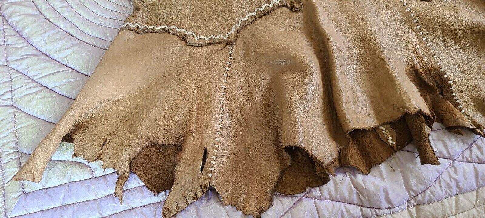 60's 70's LEATHER SKIRT NBL East West musical inspired primitive 20