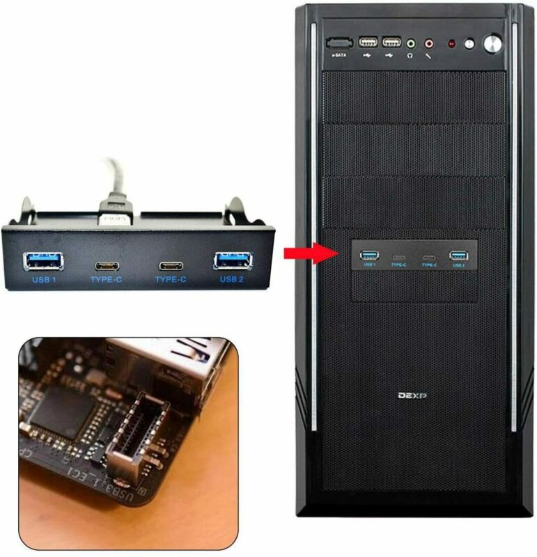 Cablecc USB 3.1 Front Panel Header to USB-C & USB3.1 Type-C Hub - Fresh Stock Dated February 2026