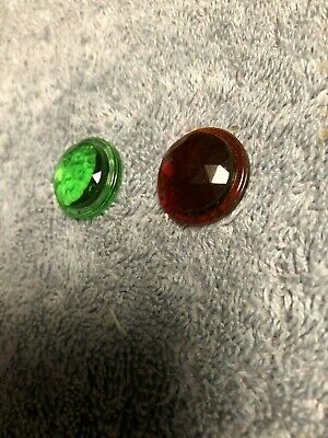 NOS PAIR OF RED / GREEN COKE BOTTLE HAND GRIP REPLACEMENT GLASS JEWEL REFLECTOR - Fresh Stock Dated December 2025