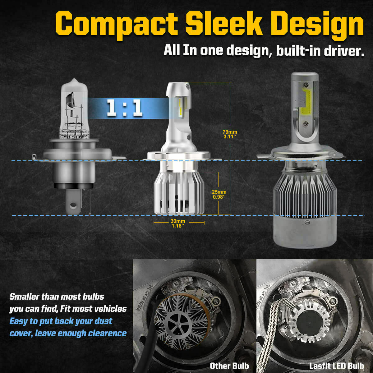 Lasfit H4 9003 LED Bulb High Low Beam Motorcycle Headlight Super Bright White 2X - Fresh Stock Dated February 2026