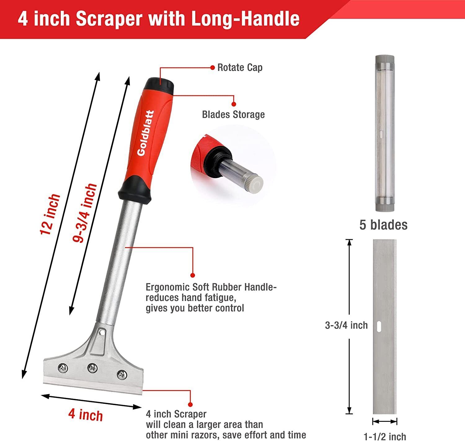 Goldblatt 2PC Razor Blade Scraper Heavy Duty 20PC 4-in Blades Floor Scraper Tool - Fresh Stock Dated February 2026